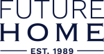 A stacked navy blue wordmark reading “FUTURE HOME” in uppercase, with “EST. 1989” centered below.